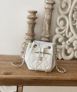 Chanel Mini Bucket Bag With Strap White For Women, Women’s Bags 4.9in/12.5cm AP2913 B05052 10601