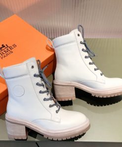 Hermes Fresh Ankle Boot White For Women 1.6in/4cm
