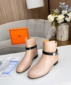 Hermes Frenchie 50 Ankle Boot Beige For Women