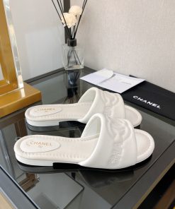 Chanel Women’s Mules With Embossed Chanel Logo White For Women