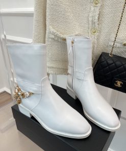 Chanel Women’s Ankle Boots With Decor White For Women 1.5in/ 4cm