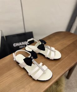 Chanel Women’s Sandals With Bow White For Women 0.8in/2cm