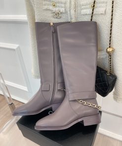 Chanel Women’s Ankle Boots With Chain Light Violet For Women 1.5in/4cm