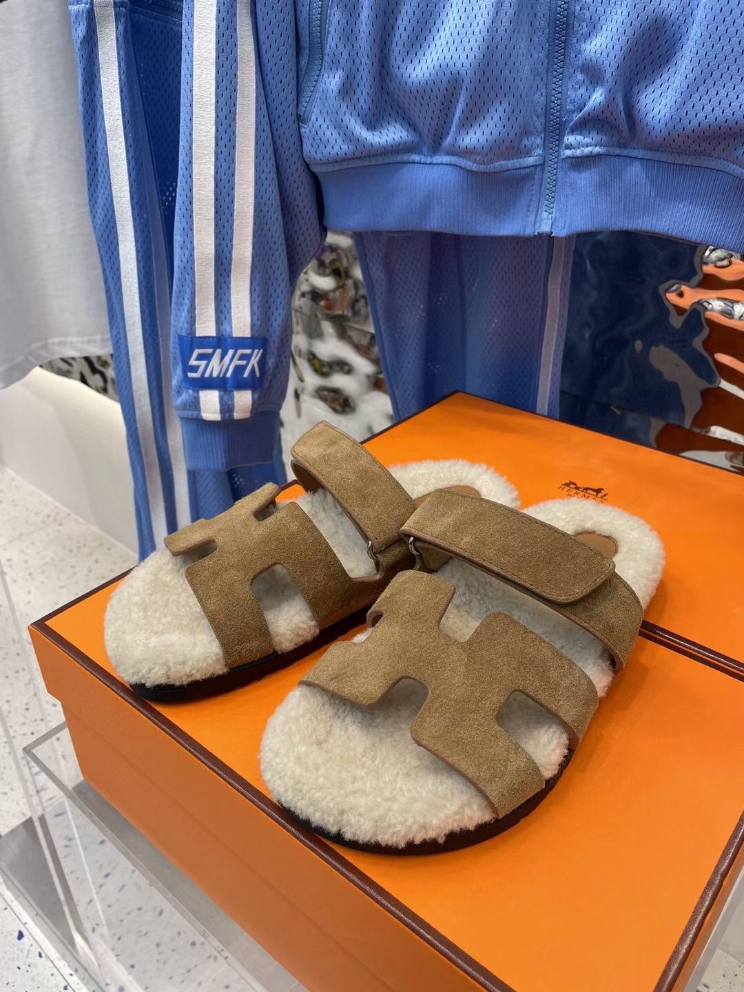 Hermes Chypre Sandal White And Brown For Women