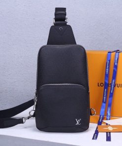 Louis Vuitton Avenue Sling Bag Taiga Black For Men, Men’s Bags, Messenger And Crossbody Bags 12.2in/31cm LV M30443