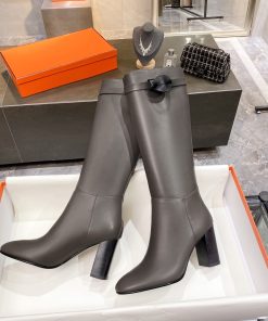 Hermes High Heel Boots Gray For Women 3.54in/9cm