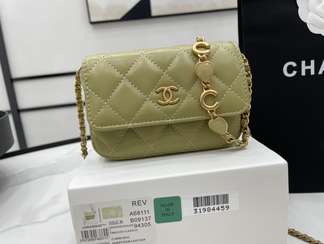 Chanel Mini Flap Bag Green For Women, Women’s Bags 7.5in/19cm
