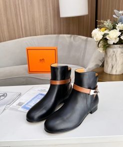 Hermes Frenchie 50 Ankle Boot Black For Women