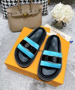 Louis Vuitton Women’s Pool Pillow Flat Comfort Mule Blue For Women LV