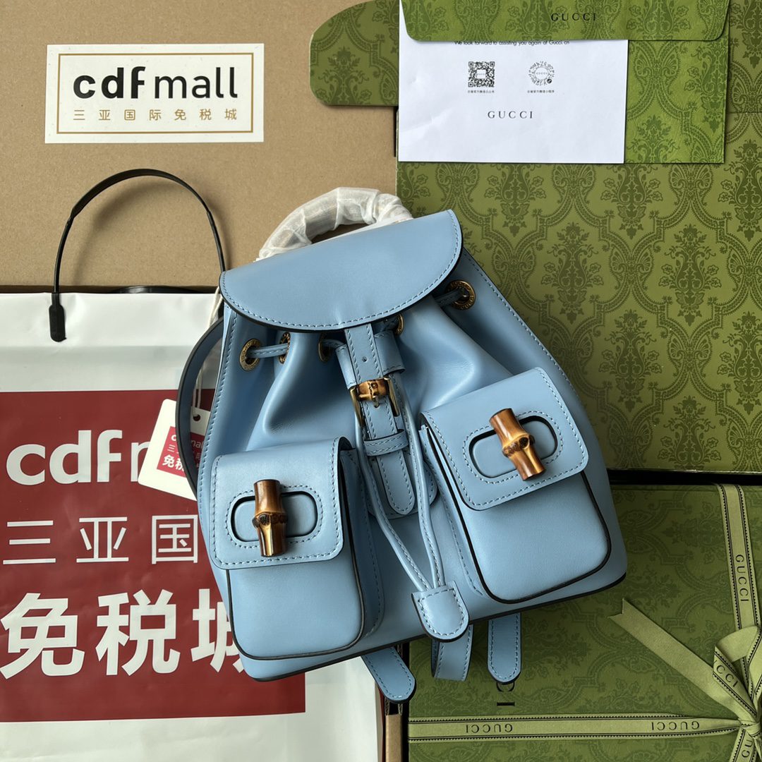 Gucci Bamboo Small Backpack Blue For Women, Women’s Bags 8.6in/22cm Gucci ‎‎702101 UZY0T 4338